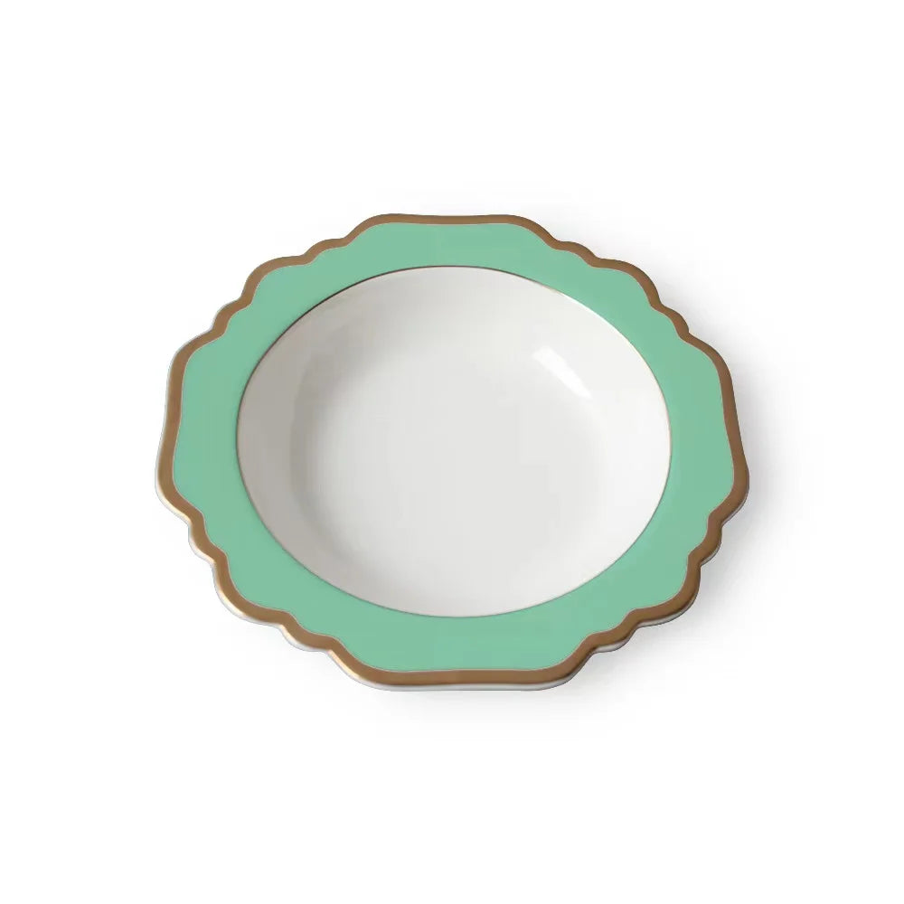 European-style dessert tableware light green gold sun flower hotel house wedding series restaurant model room tableware