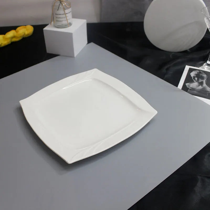 Wholesale Small Cheap Price China Glazed Square White Ceramics Plates Dinnerware in Bulk