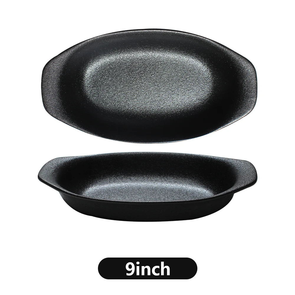 customisable  Hotel Restaurant Used Black Buffet Plates Tableware Dinnerware Porcelain Glaze Catering Dinner Set