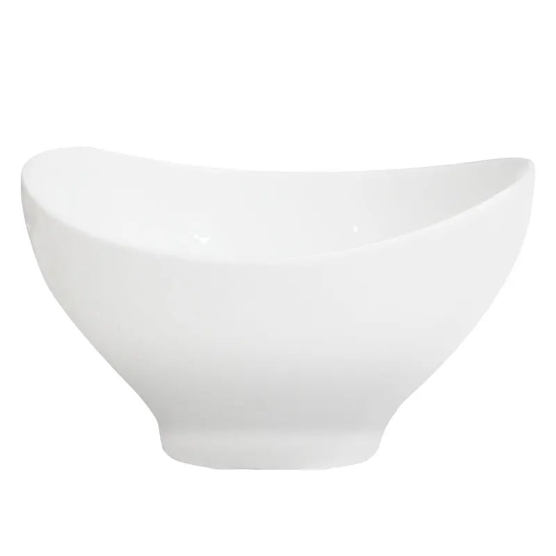 3 sizes fancy white porcelain soup bowl hotel porcelain vessel boat shape restaurant white ceramic oval salad bowl