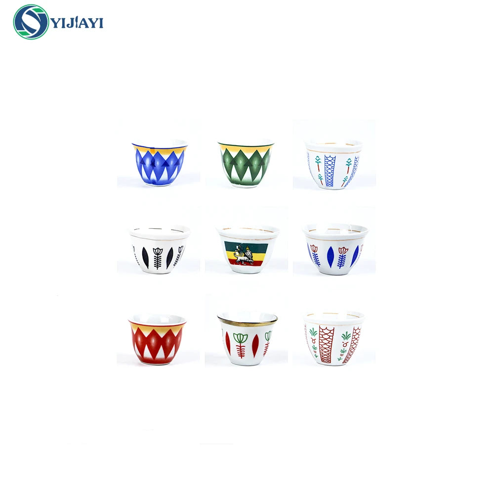 new design color new bone china gold rim 80cc ceramic12 pcs porcelain saudi  Arabic Coffee Cups cawa cup set