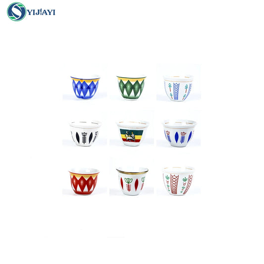 new design color new bone china gold rim 80cc ceramic12 pcs porcelain saudi  Arabic Coffee Cups cawa cup set