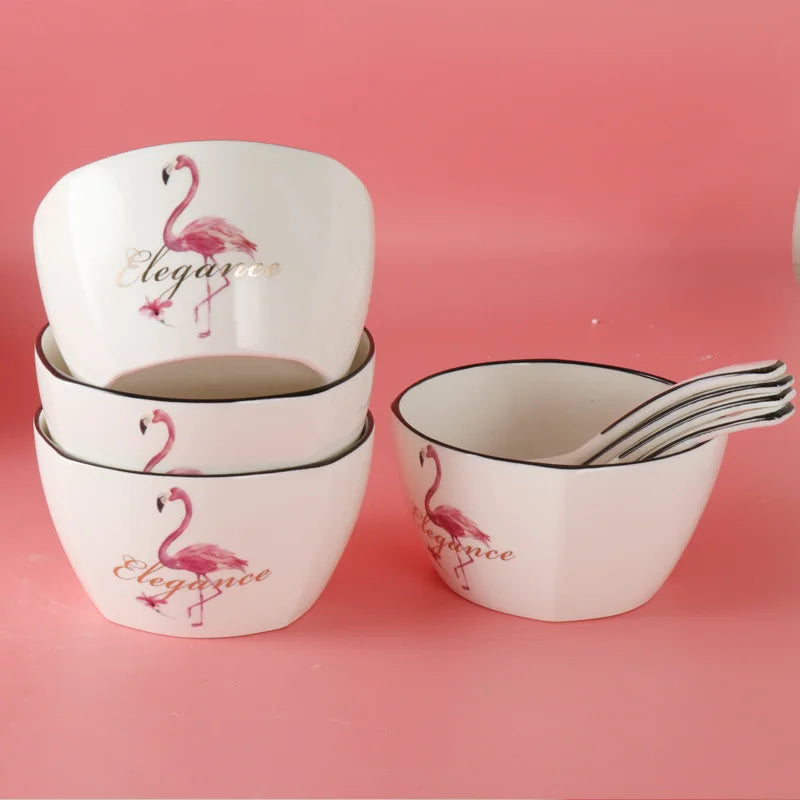 Top Quality Party flamingo Tableware Bulk Ceramic Dinner Plate Dinnerware For Cheap Prices