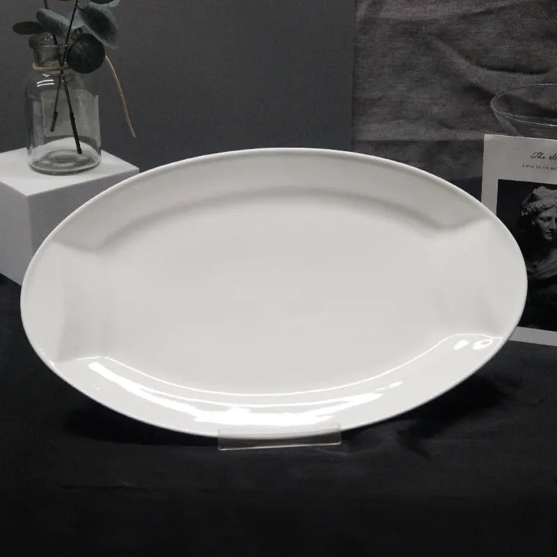 Chaozhou Manufacture Modern Luxury Porcelain Ton Round White Durable Dinner Plate Ceramic Dishes