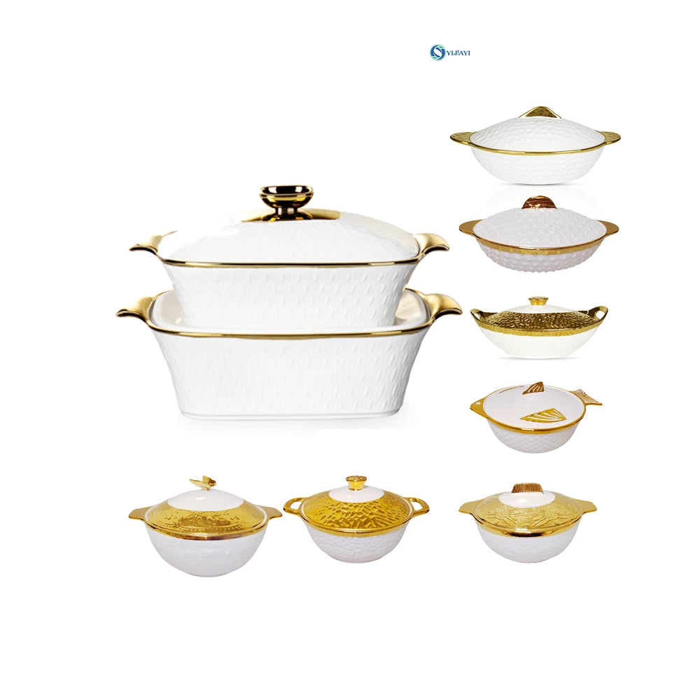 Gold-plated ceramic porcelain casserole dish with lid Set  hot-pot insulated casseroles cookware pot