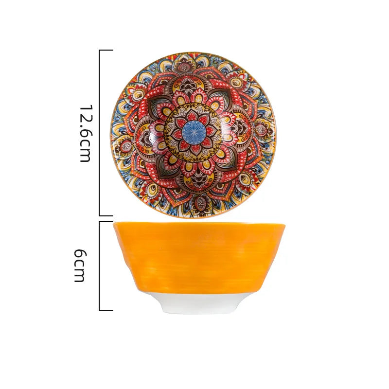 2022 hot selling ceramic plate Bohemian style new design ceramic serving plate8 inch /10 inch party plate sets