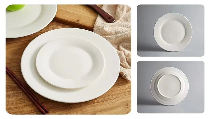 Wholesale various sizes round shape white ceramic plate dinner dishes & plates porcelain plate Ceramic Plate & Ceramic dish