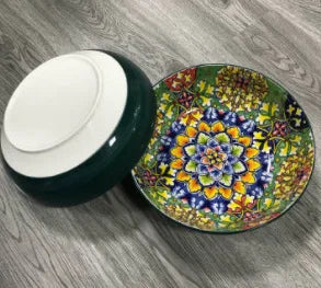 Bohemian style cheap price round deep plate and bowl 4.8 inch rice bowl dishes&plates ceramic plate dinnerware