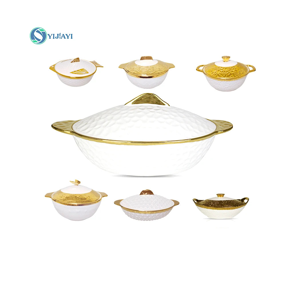 Elegant Gold-Plated Inox Casseroles Set Ceramic Cooking Pots with Handles Kitchenware for Stylish & Stocked Kitchen Use