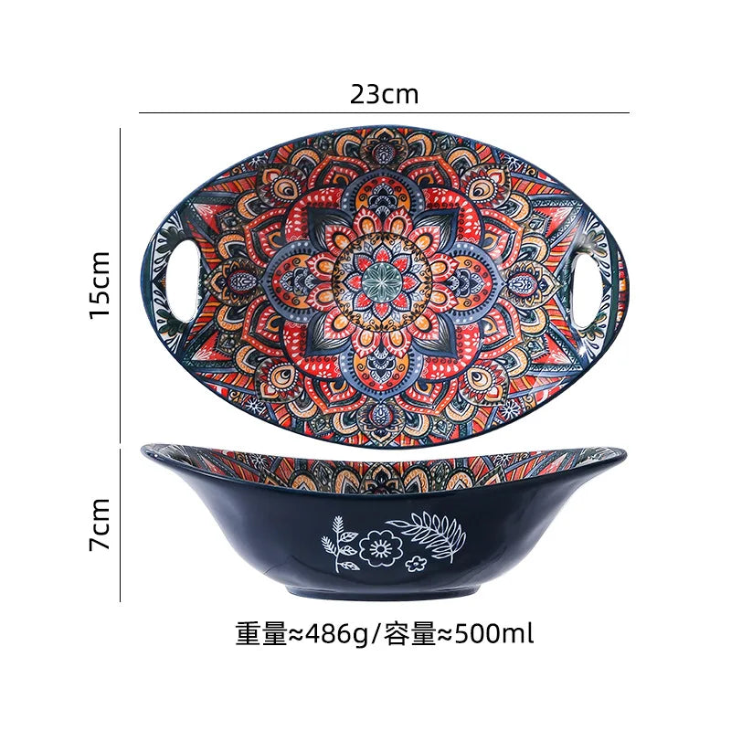 OEM ODM Large Round Shallow Luxury Color Dinner Ceramic Tableware Set