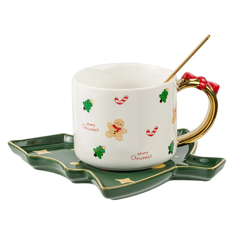 Hot Selling Custom Printed  Design 220ml Nordic Eco Friendly Christmas Coffee Mug With Coasters