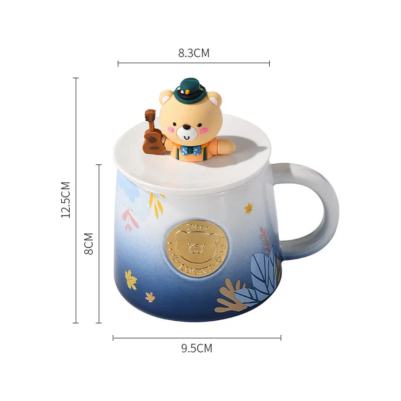 Wholesale Creative cartoon bear mug large capacity couple ceramic water mug coffee mug