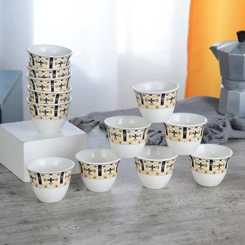 Custom 12-Piece Ceramic Arabic Cup Set for Coffee and Tea Personalized Cawa Custom ceramic arabic coffee