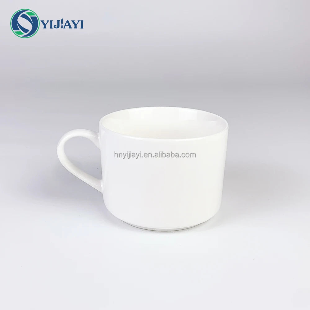 JWang wholesale coffee tea cup set with drawer custom logo plain white ceramic porcelain cappuccino packing gift box