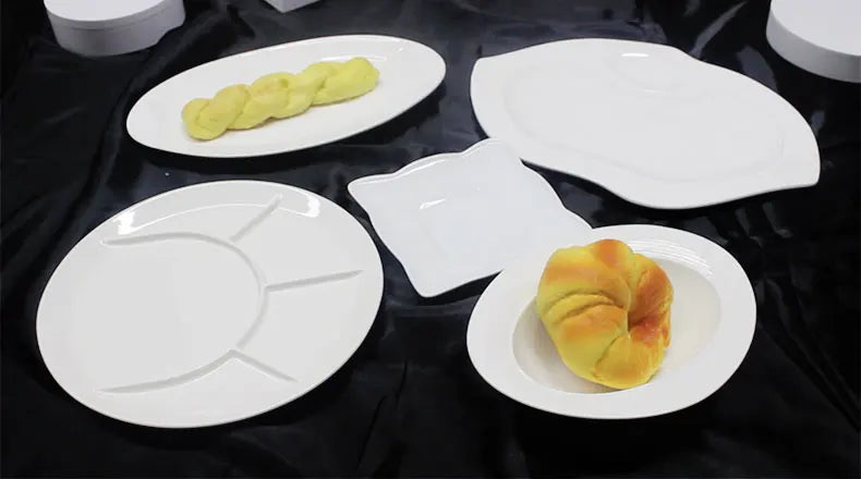 no logo plates ceramic tableware white blank modern bulk stock lots Plates bowls saucers Sell By Ton for kitchen