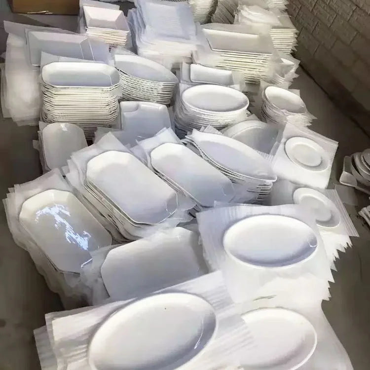 Factory Bulk Sell Stocked White Ceramic Porcelain Plain White Plate Sell By Ton  full dinner service teller porzellan vaiselle