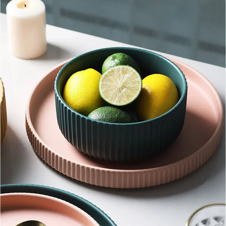 Nordic luxury dishes tableware set household ceramic plate soup bowl combination high-value plate tableware set