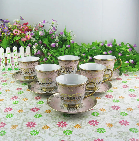 Ethiopian coffee tea set cup and dish set printed ceramic luxury gift set