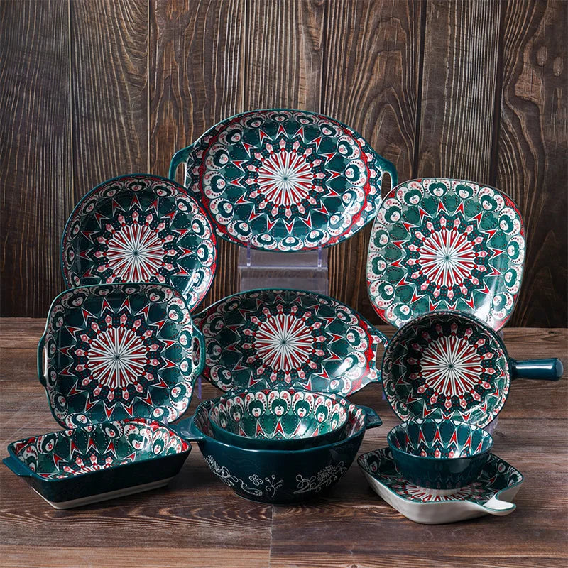 Bohemian dishes and tableware set, household baking tray, assorted dishes dinnerware set