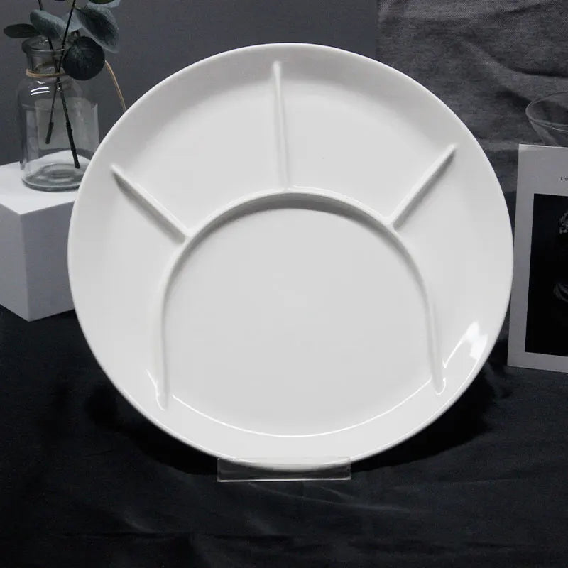 Custom Printed Logo Design Dishes Catering Hotel Ceramic Dinnerware White Plates Ceramic