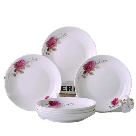 Custom Round flower Design Dish Flat Plate For Restaurant ceramic plate dishes & plates