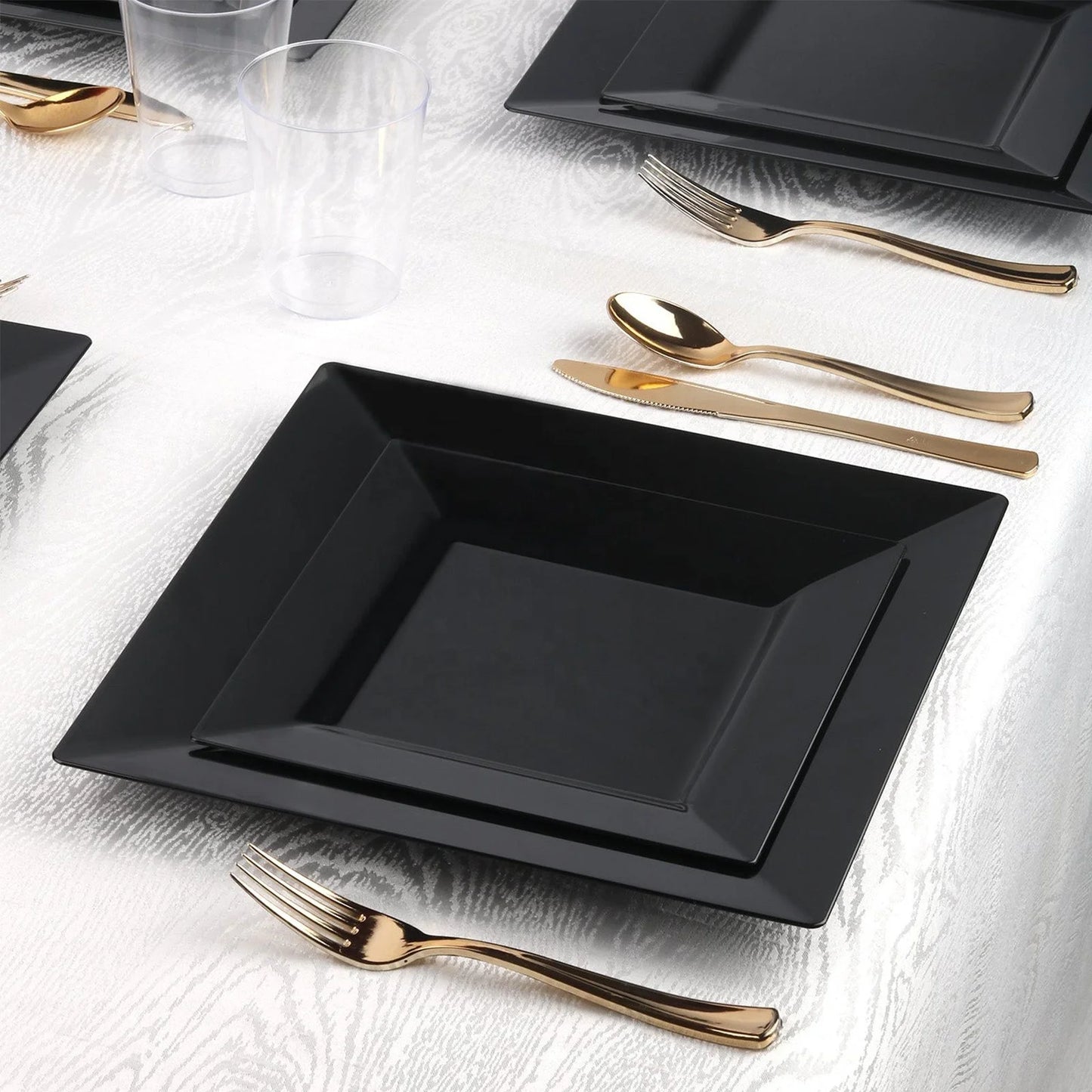 Nordic black  simple advanced creative tableware household rice bowl soup bowl taste plate combination ceramic pedestal