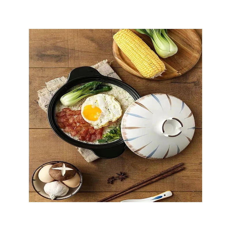 Dinnerware cooking cookware 2.5L hand printing korea style ceramic soup pot for kitchen