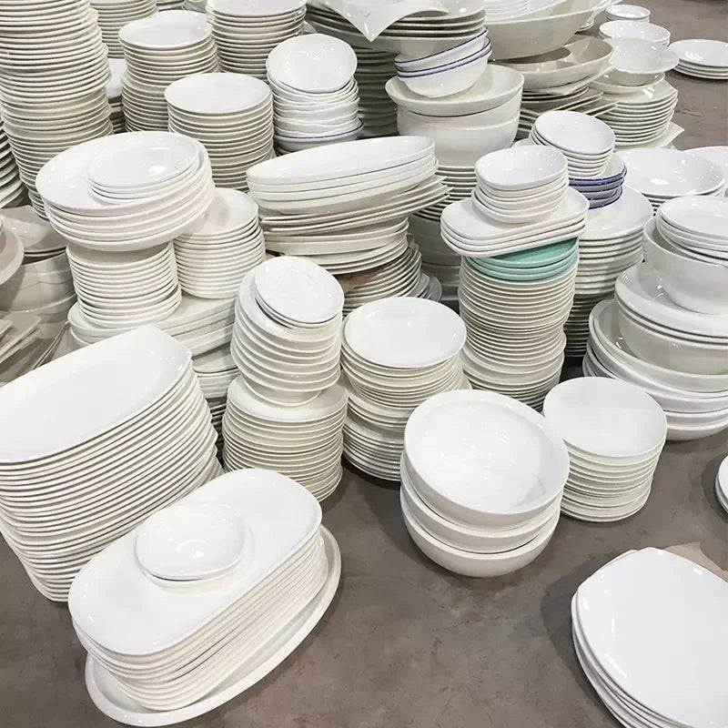 JIUWANG ceramic tableware factory Stock white porcelain ceramic plates and bowls hotel tableware dinnerware direct selling