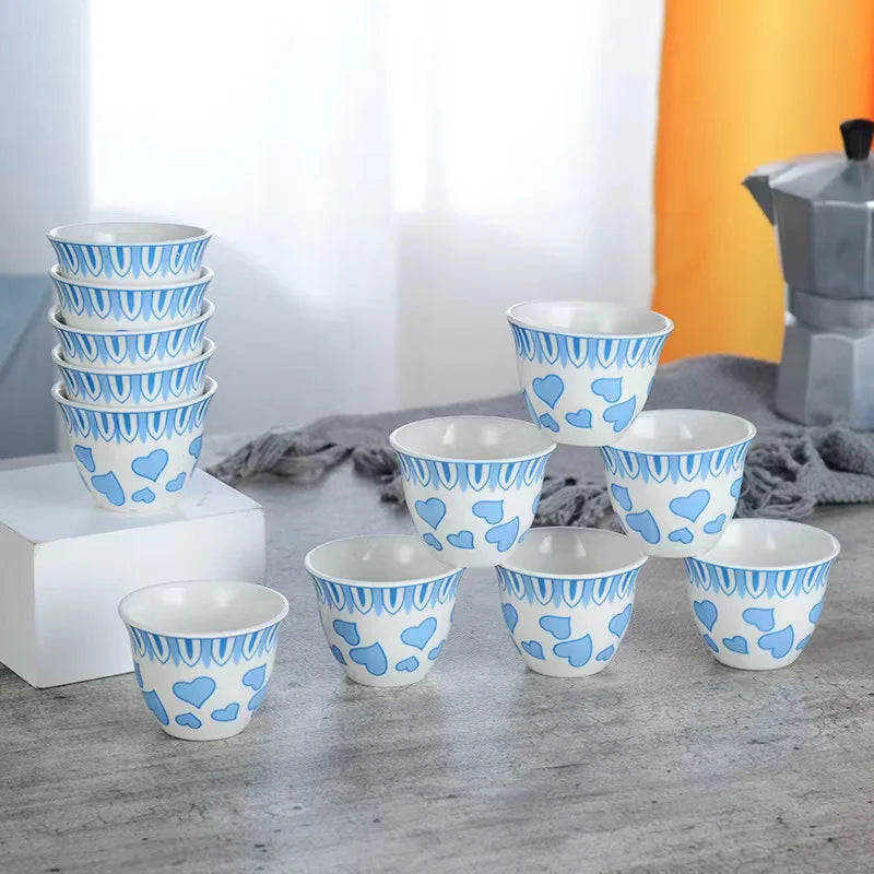 Custom 12-Piece Ceramic Arabic Cup Set for Coffee and Tea Personalized Cawa Cups