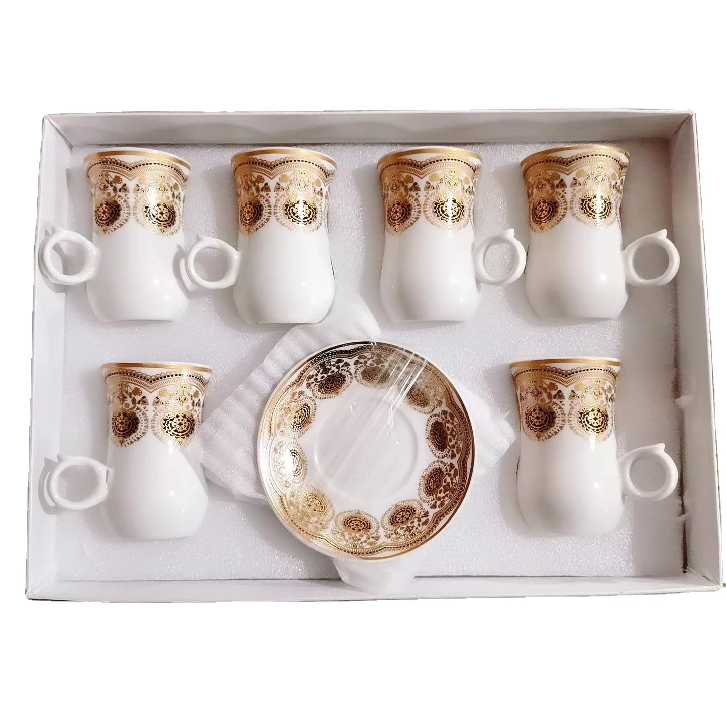 Customized 6 Pcs Cups Saucers Creative Gift Box European Ceramic Dinner Saucer Tea Coffee Set