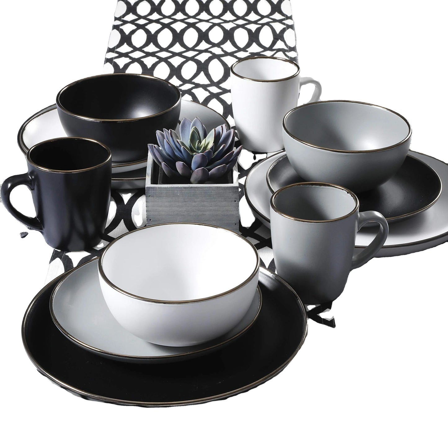 16 / 24 pcs dinner set pakistan Matte Gray Color Tableware Dinnerware Set Service For 4 or 6