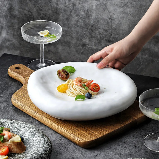 High Quality Matte Glaze Stone Food Plate Try 10 inch Dinnerware Vajilla Catered Events Matte Creative Restaurant Ceramic Plate