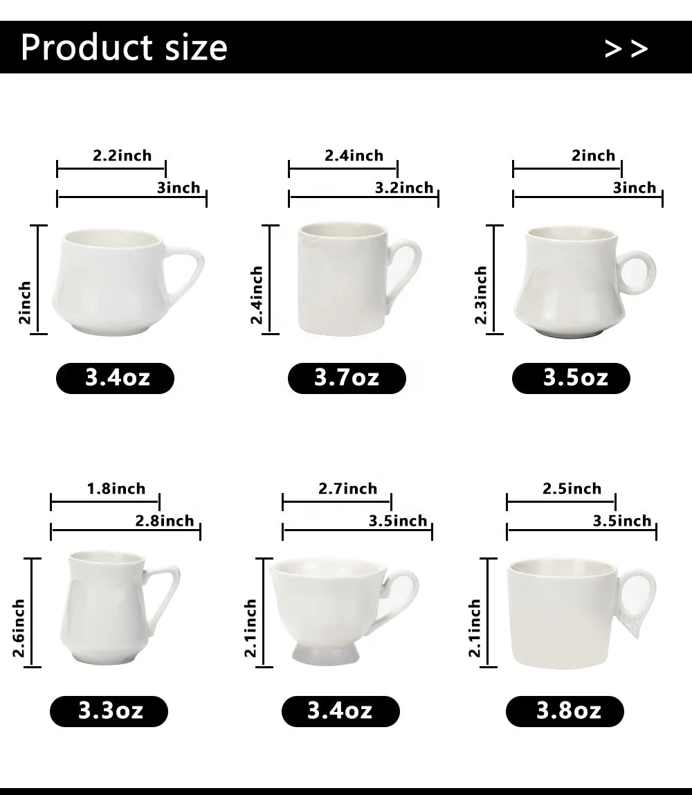 JIUWANG custom guestroom ceramic coffee cup and saucer sets 50ml 200ml 300ml