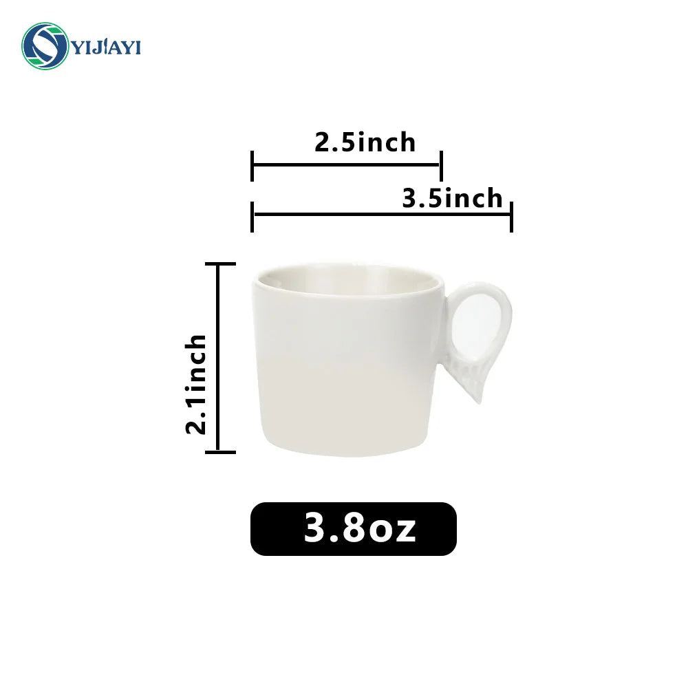 JIUWANG custom logo plain white ceramic porcelain cappuccino espresso porcelain coffee cup and saucer luxury