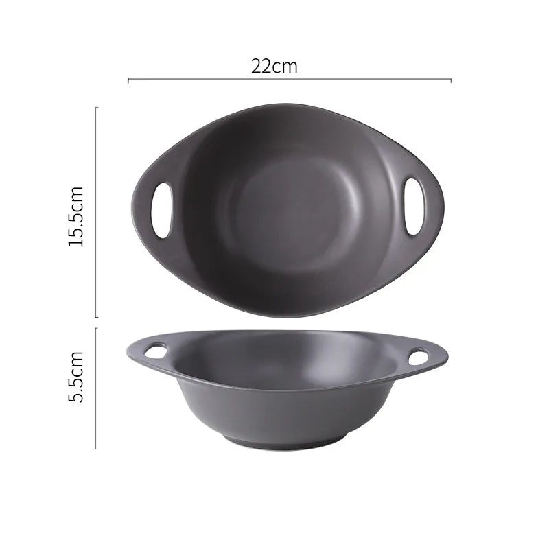 Underglaze Matte Fruit Salad Ceramic Bowl Heat Insulation Instant Noodle Soup Porcelain Baking Dish Household Restaurant