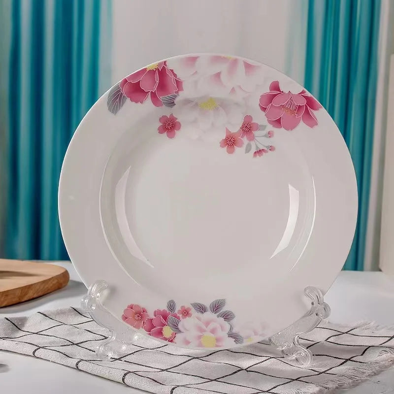 Bone China ceramic flat plate with cut decal 7-12inch dinner porcelain Dishes & Plates Dinnerware Ceramic dishes &Ceramic plates