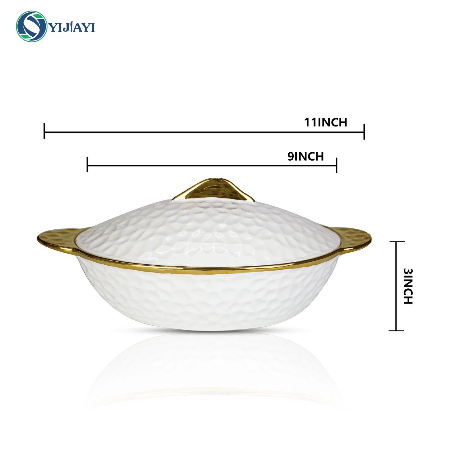 JIUWANG guangzhou gold-plated ceramic porcelain casserole dish with lid Set soup pot rose gold with lib