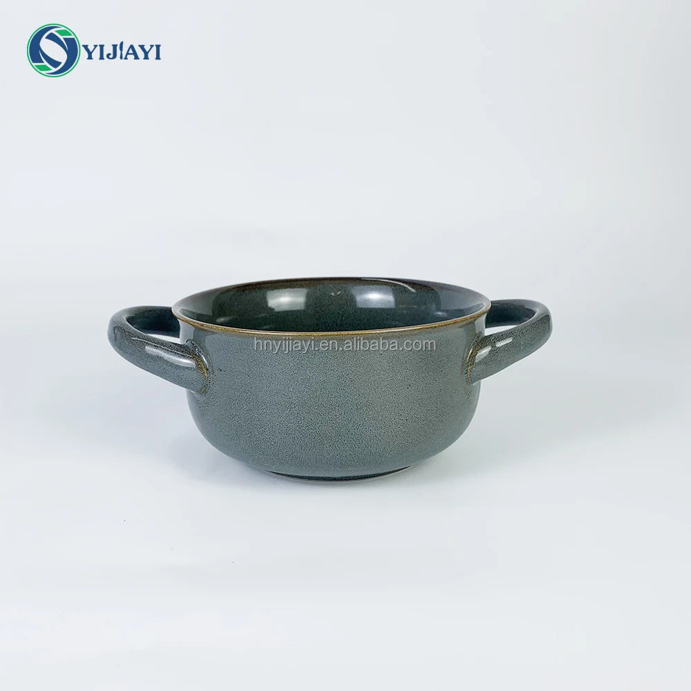 wholesale custom ceramic nordic mug cup Stone Color Glazed Stoneware Ceramic Dinnerware soup bowl dinner sets