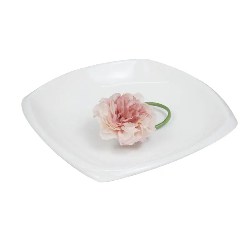 Hot Sell bulk Restaurant white color ceramic 9 inches square dinner plates stock lots Plates bowls saucers Sell By Ton