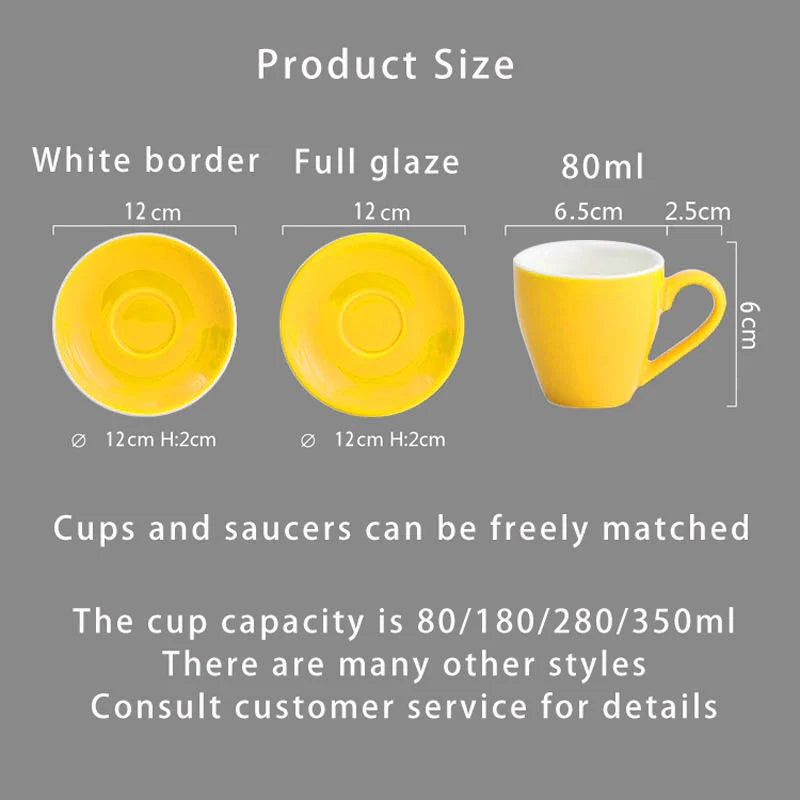 JIUWANG Ceramic Customized Logo Acceptable 80ml/160ml/280ml Heavy Duty Coffee Cups Cups Mugs Porcelain Espresso Cups and Saucers