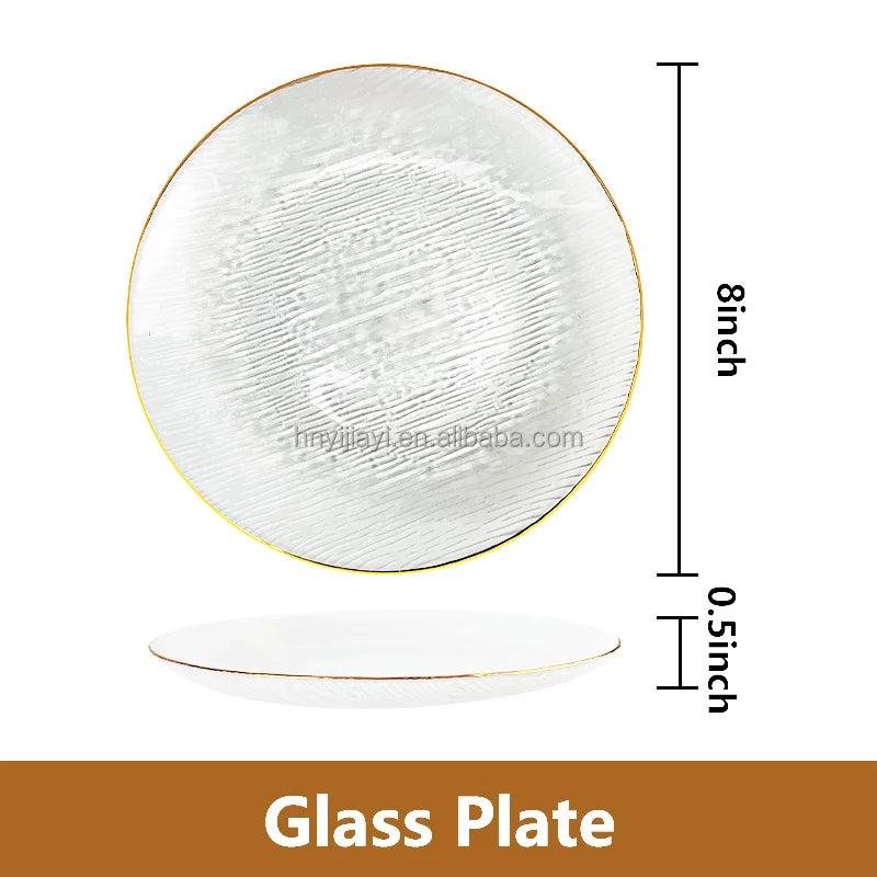 wholesale clear 13 inch gold rim glass charger plates for wedding party decoration