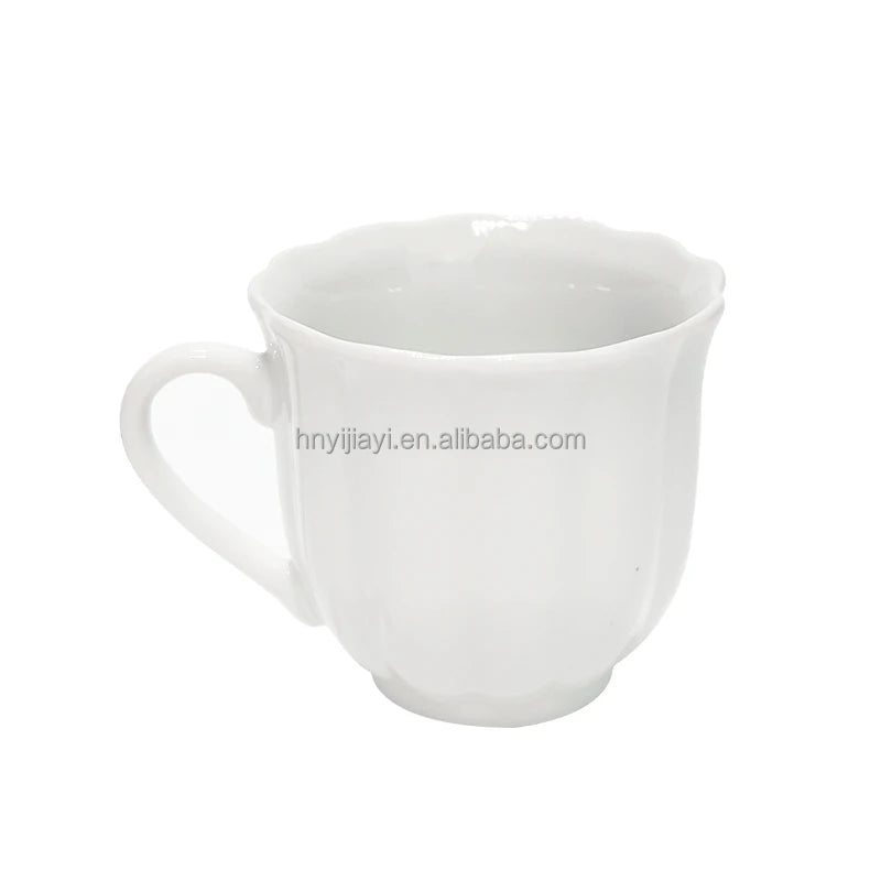 JIUWANG Wholesale 200ml ceramic cup with saucer custom ceramic coffee cup white porcelain cappuccino mug for cafe coffee shops