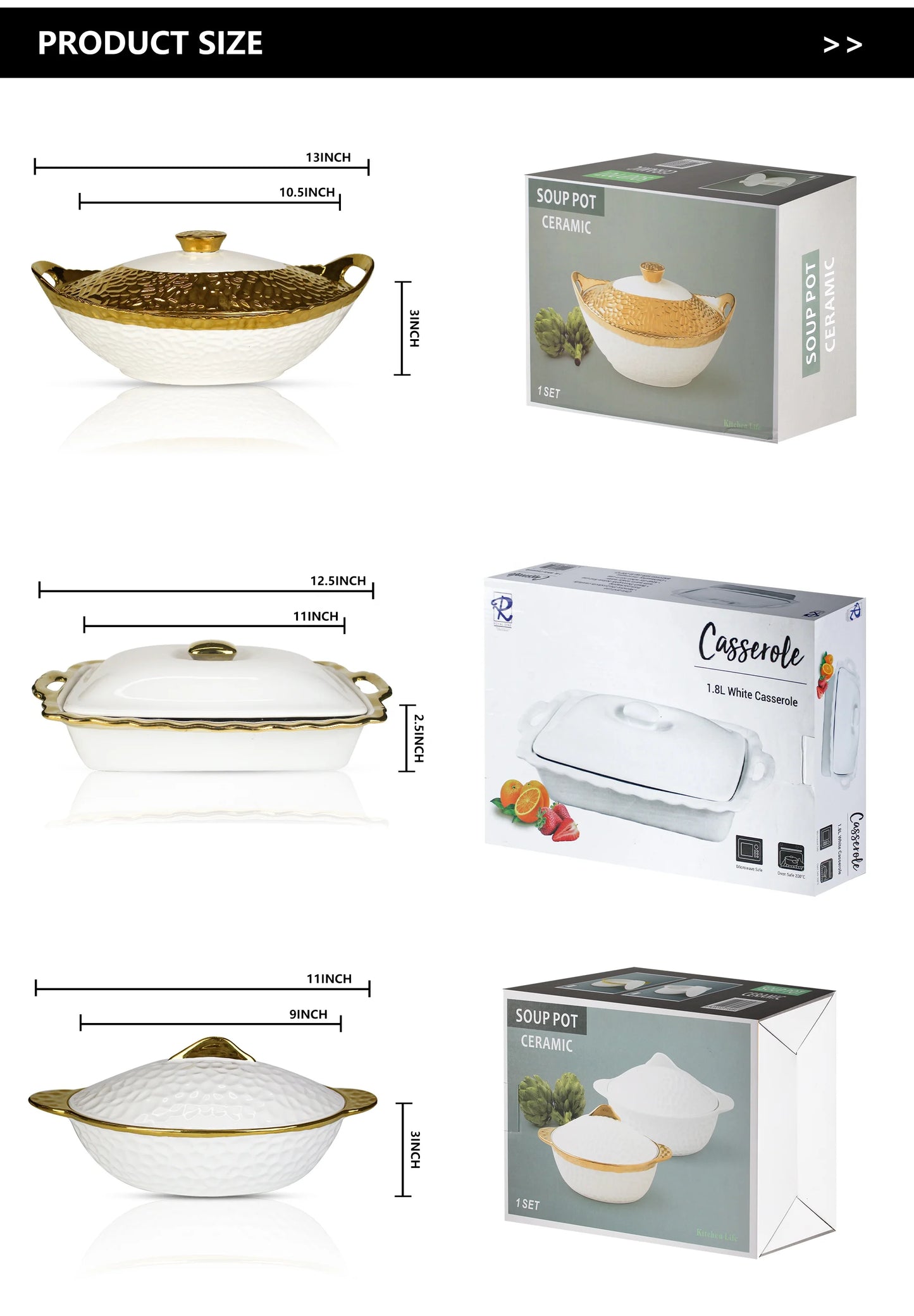 JIUWANG gold-plated ceramic casserole dish with lid Set cooking pots ensemble casserole ustensiles de cuisine