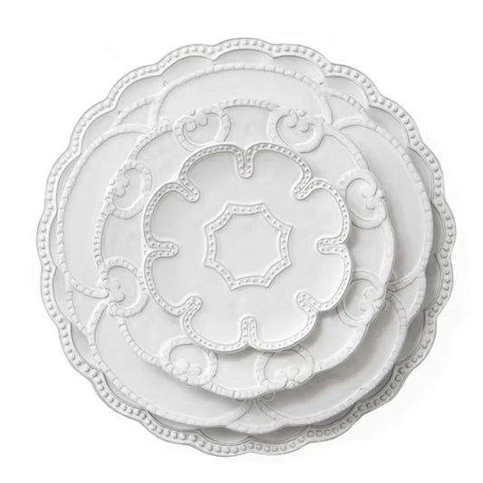 Hot Sale Ceramic Plates Set Wedding Plates Elegant White Porcelain Dinnerware Sets Western Dishes Embossed Plate