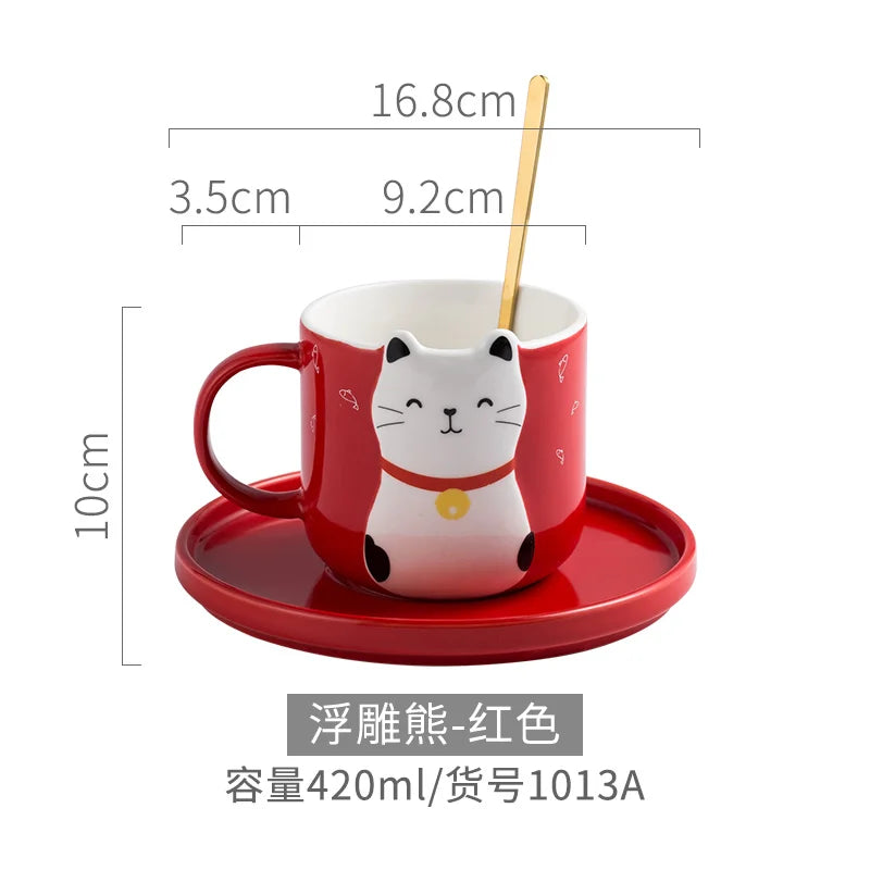 wholesale customized handmade cute animal 3d drinking cups tea coffee ceramic mug for for gift