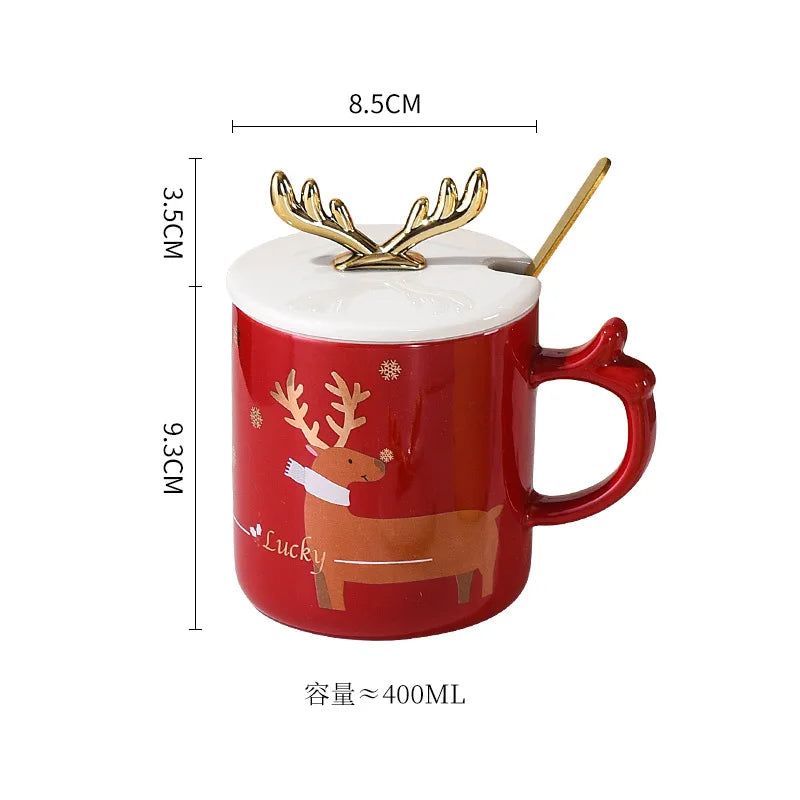 Creative Santa cup with couple mugs cute cup ceramic christmas mug