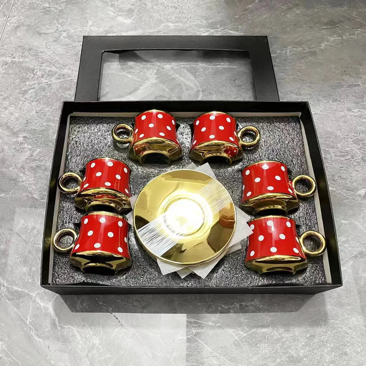 Wholesale tea set gift box Phnom Penh luxury can be reused ceramic coffee cups set with saucer