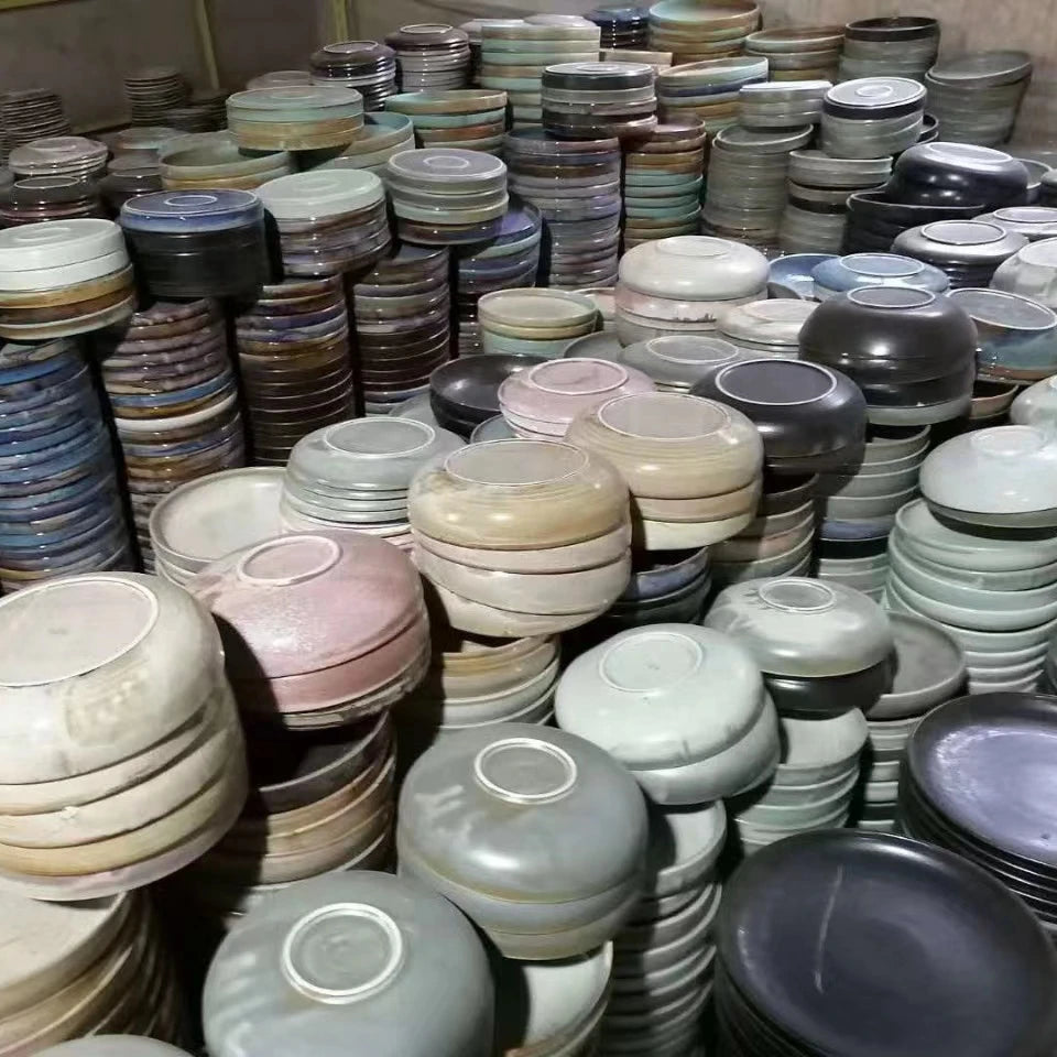 Chaozhou Factory Stocked Customized Porcelain Stock Plate Bowl Stock Color Tableware Plates Restaurant Ceramic By Ton