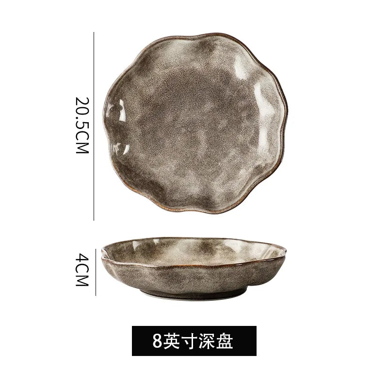 Japanese Style Crude Pottery Handmade Pottery Creative dinnerware sets Restoring Ancient Ways Ceramic tableware