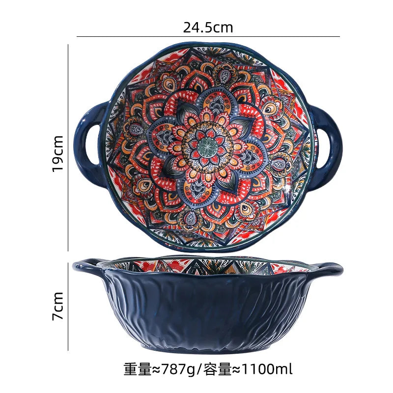 OEM ODM Large Round Shallow Luxury Color Dinner Ceramic Tableware Set